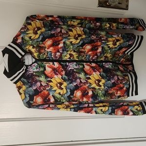 Denim and flower floral Varsity jacket